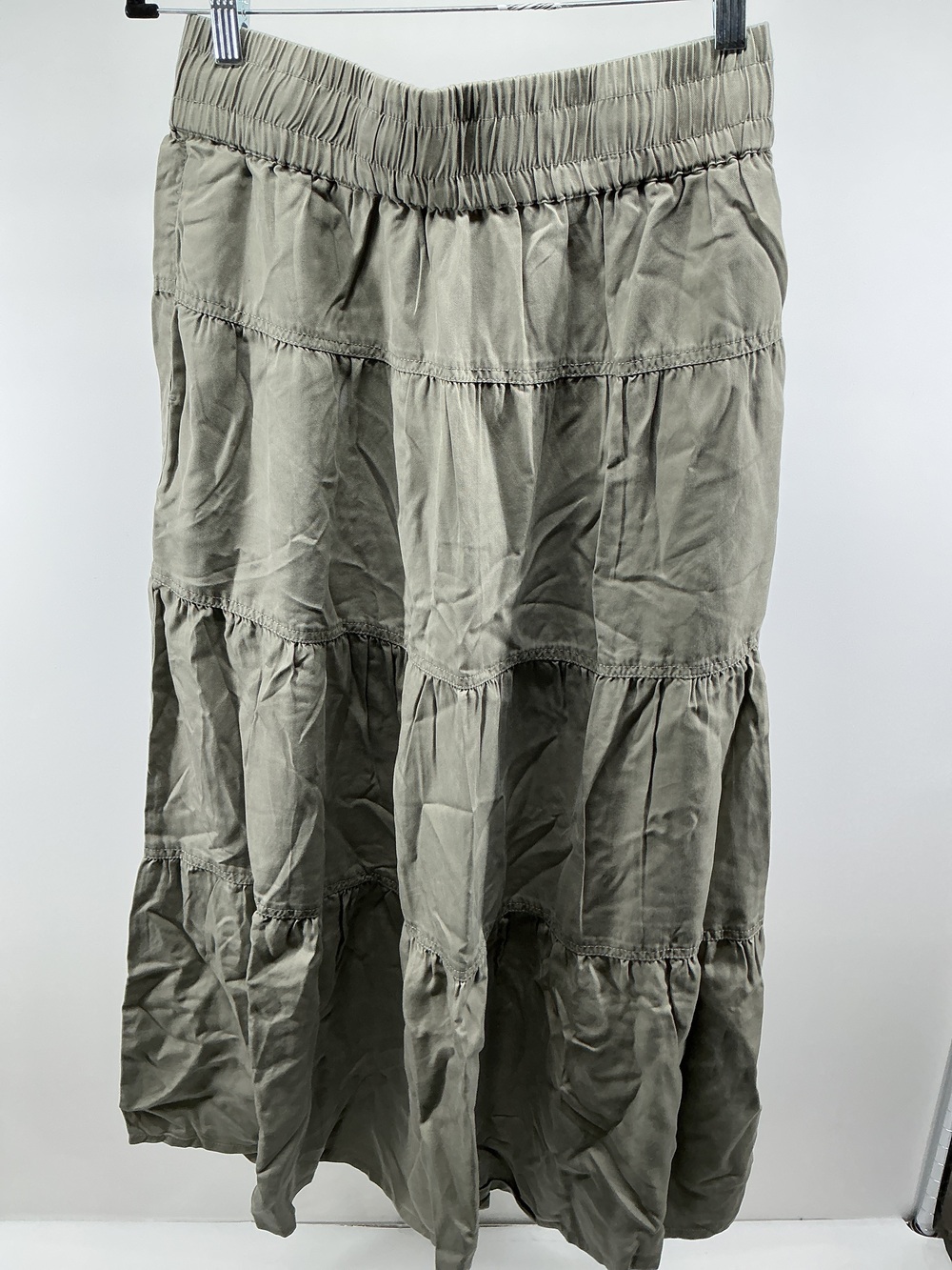 Vintage Wash Tencel Tiered Maxi Skirt